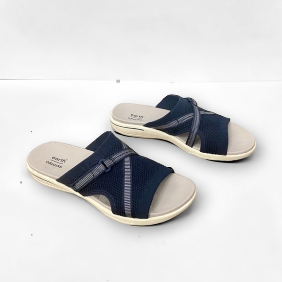Earth Origins Navy Saru Cassidy Slip On Comfort Walking Sandals Slides Size 7 - Picture 1 of 9